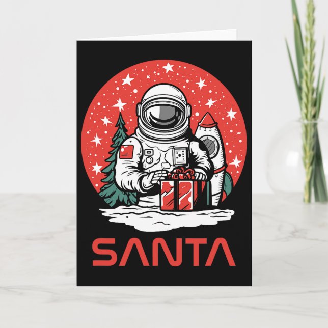Rymden Tomte Astronaut Kosmos Presentar Cool C Kort (Framsida)