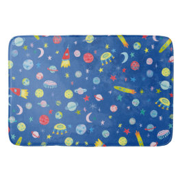 Rymden UFO Mönster Watercolor Badrumsmatta