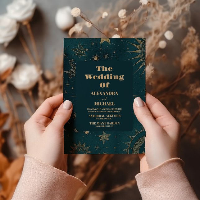 Rymden Universe Emerald Grönt Galaxy Bröllop Inbjudningar (Skapare uppladdad)