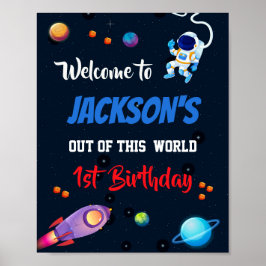Rymden välkomna party-tecken Astronaut poster