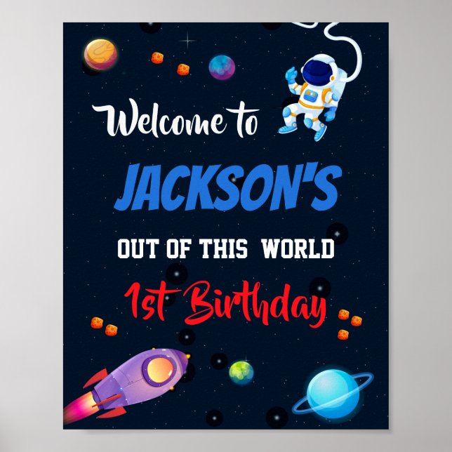 Rymden välkomna party-tecken Astronaut poster (Framsidan)