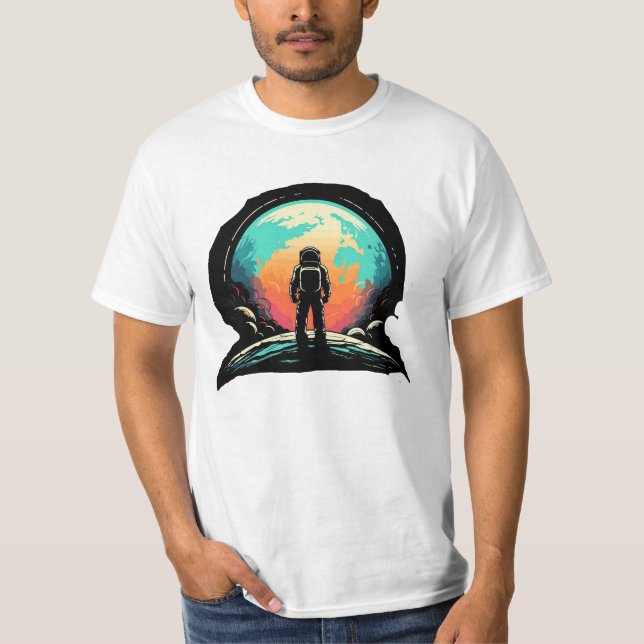 Rymden World Astronaut Logotyp T Shirt (Framsida)