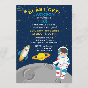 Rymdenastronautfödelsedagsfest inbjudan