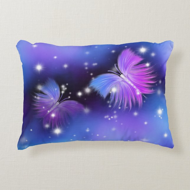 Rymdfantasi Butterflies Cosmic Prydnadskudde (Framsidan)