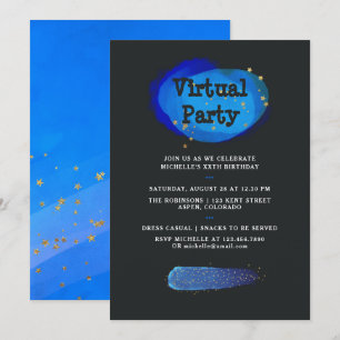 Rymdfantasi Virtuell Födelsedagsfest Inbjudningar