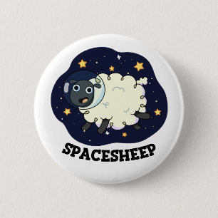 Rymdfår Rollig Astronaut Puns Knapp