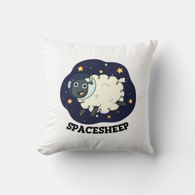 Rymdfår Rollig Astronaut Puns Kudde (Framsida)