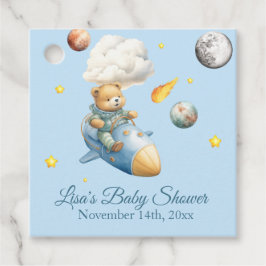 Rymdfarande Teddybjörn Baby Shower Gåvor Etiketter