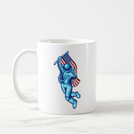 Rymdfarare med amerikansk flagga kaffemugg