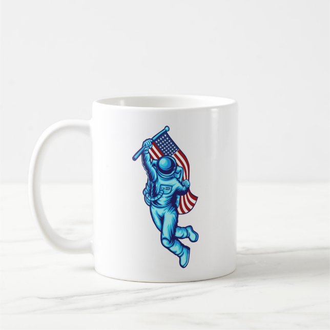 Rymdfarare med amerikansk flagga kaffemugg (Vänster)