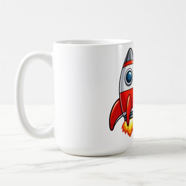 Rymdfarare med raketseriefigur Rymdkonst Kaffemugg (Vänster)