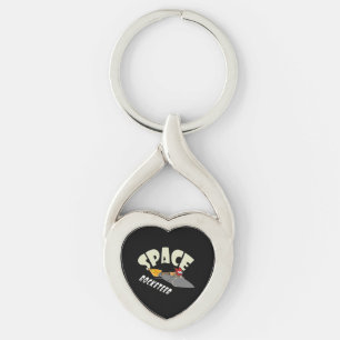 Rymdfärd med raketfart twisted heart silverfärgad nyckelring