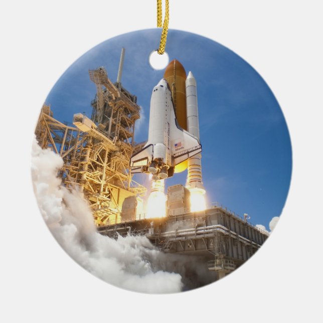 Rymdfärja Atlantis som lanserar beskickningen Julgransprydnad Keramik (Framsidan)