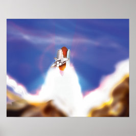 Rymdfärja Uppskjutningsillustration Poster