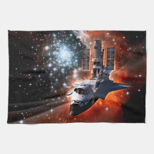 Rymdfärjan Atlantis Hubble-teleskopet konstverk Kökshandduk