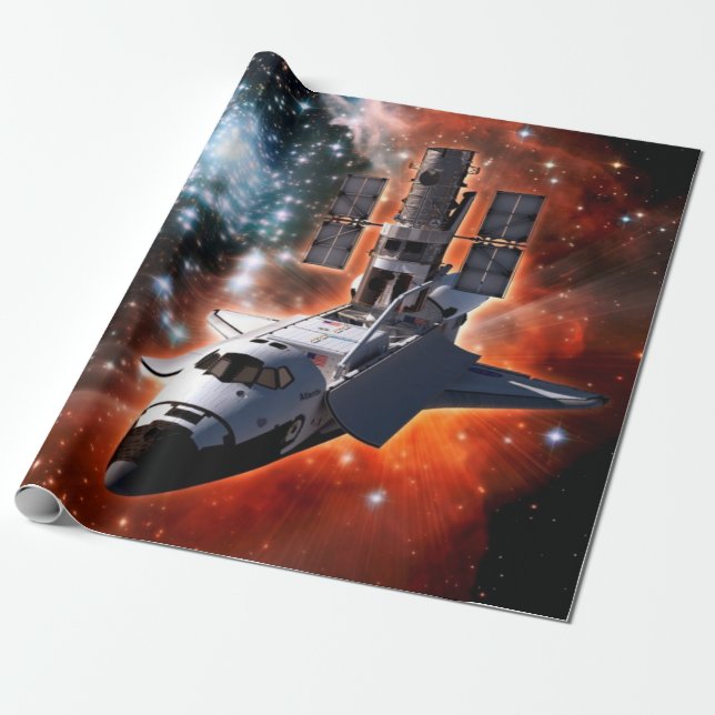 Rymdfärjan Atlantis Hubble-teleskopet konstverk Presentpapper (Utrullad)
