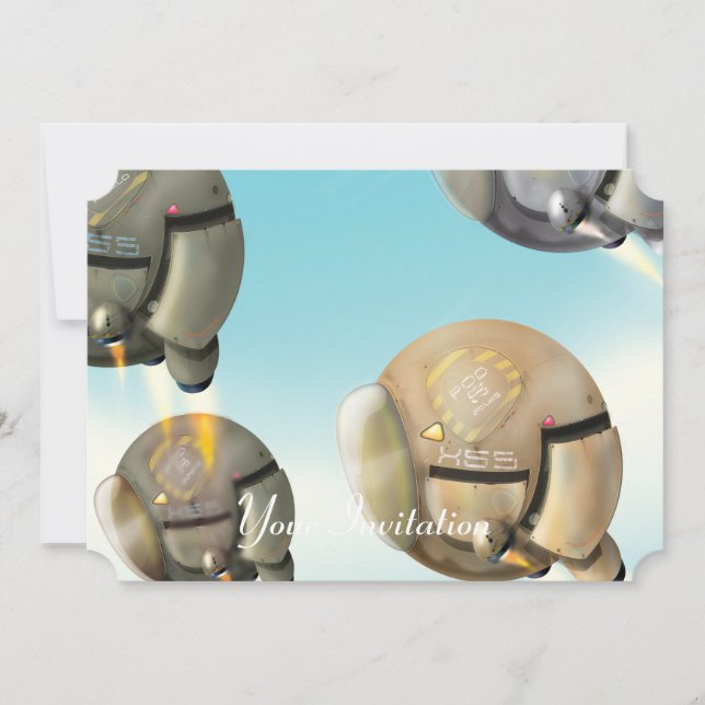 Rymdfarkost som flyger genom en planet inbjudningar (Framsida)