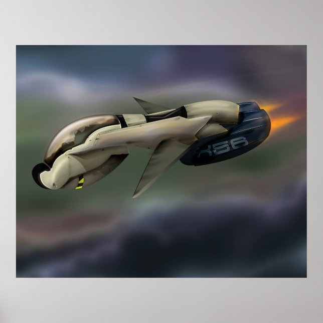 Rymdfarkost som flyger genom en planet poster (Framsidan)