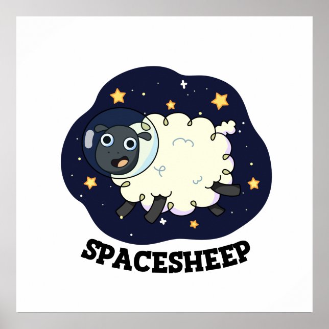 Rymdfårsfunny Astronaut Sheep Pun Poster (Framsidan)