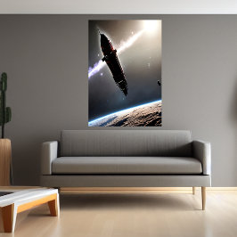 Rymdfart och planet | AI Art Poster