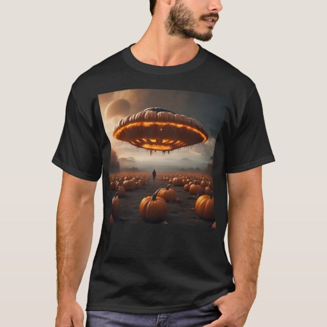 Rymdfart på Planet Pumpkin T Shirt (Framsida)