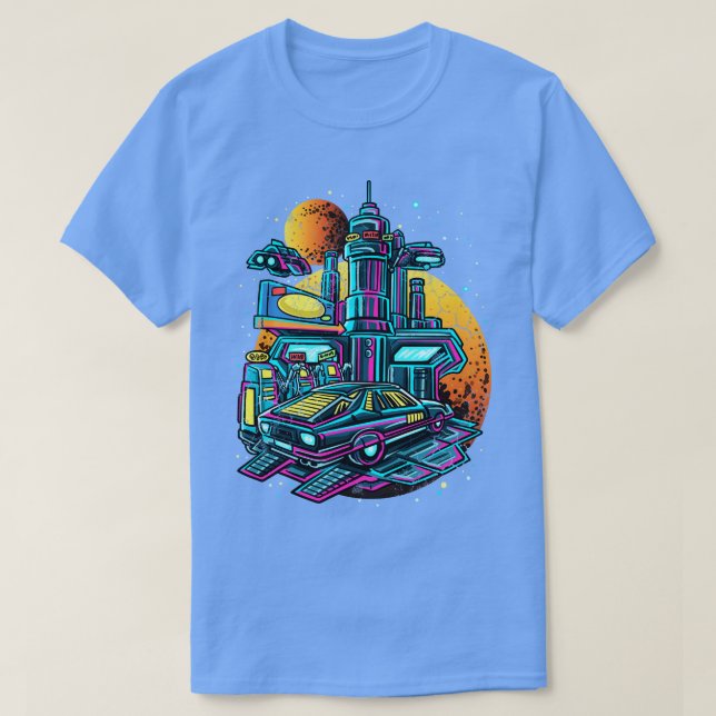 Rymdfartyg för Retro Gas Station UAPS T Shirt (Design framsida)