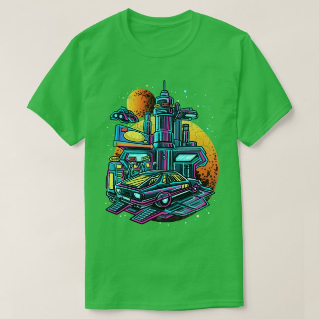 Rymdfartyg för Retro Gas Station UAPS T Shirt (Design framsida)