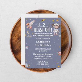 Rymdflickans födelsedag astronaut yttre rymden inbjudningar