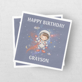 Rymdflickans födelsedag astronaut yttre rymden pappersservett
