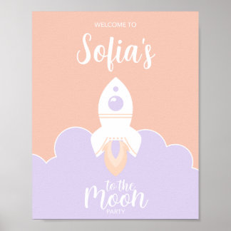 Rymdflickor två under temat Måne Party Poster