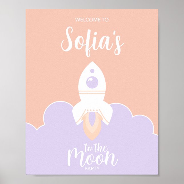 Rymdflickor två under temat Måne Party Poster (Framsidan)
