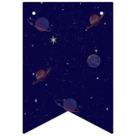 Rymdfödelsedagsfestdekoration | Astronautgalax tem Vimplar
