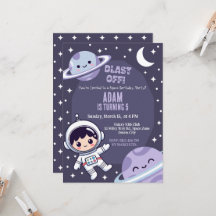 Rymdfödelsedagsfestinbjudan | Galaxastronaut