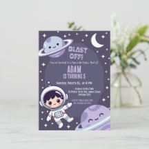 Rymdfödelsedagsfestinbjudan | Galaxy Astronaut