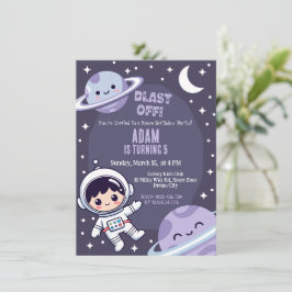 Rymdfödelsedagsfestinbjudan | Galaxy Astronaut Inbjudningar