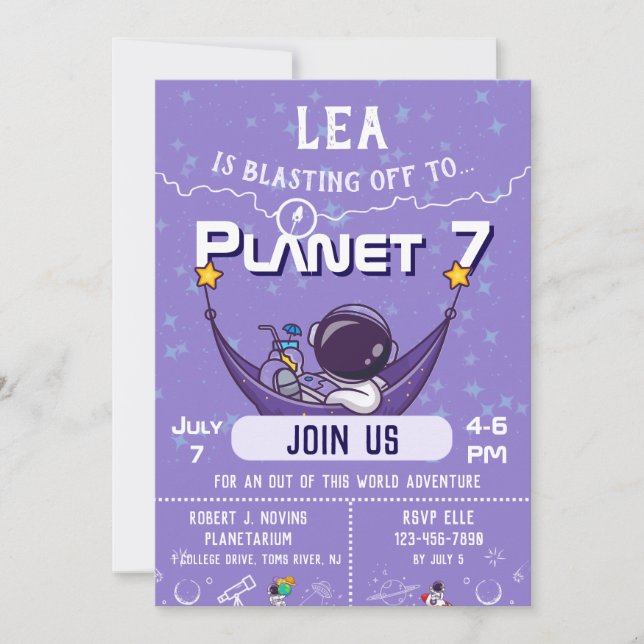 Rymdfödelsedagsfestinbjudan Inbjudningar (Framsida)