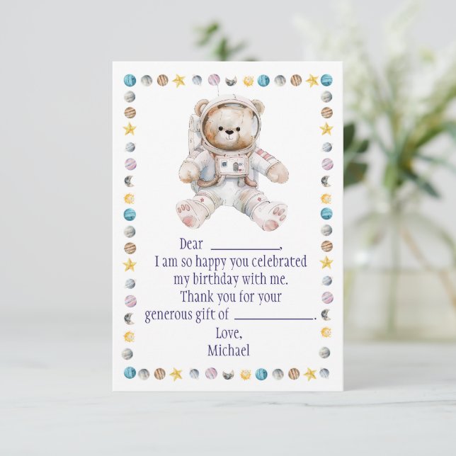 Rymdfödelsedagsgratulationskort Tack Kort (Stående Fram)