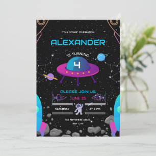 Rymdfödelsedagsinbjudan, Galaxy Blast Off pojke Inbjudningar