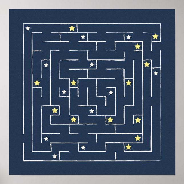 Rymdforskning och stjärnor labyrint. Tunga maze. S Poster (Framsidan)