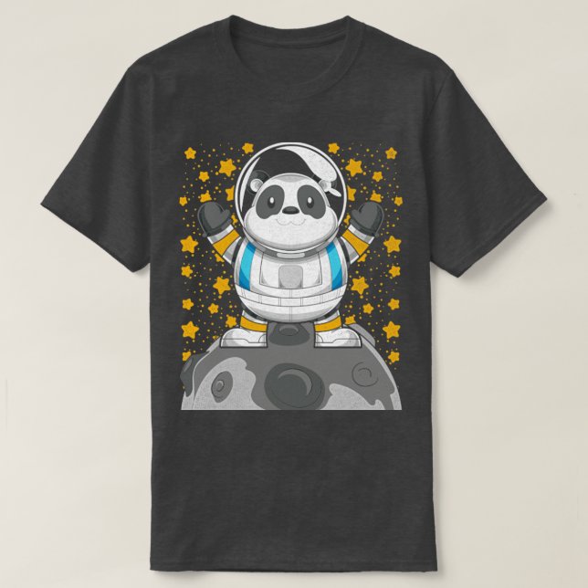 Rymdforskning, söt pandaaastronaut t shirt (Design framsida)