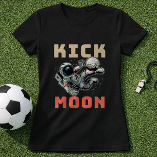 Rymdfotboll Sparka Månen Astronaut Skämt T Shirt