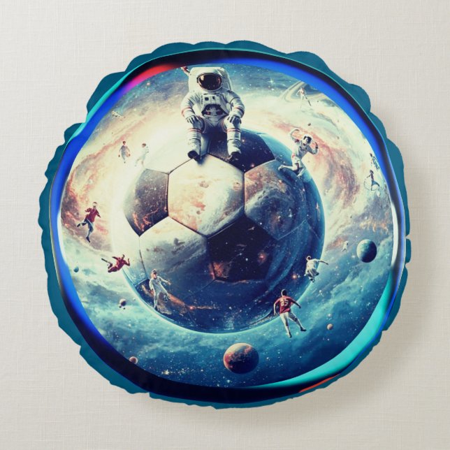 Rymdfotbollstronaut Rund Kudde (Framsidan)