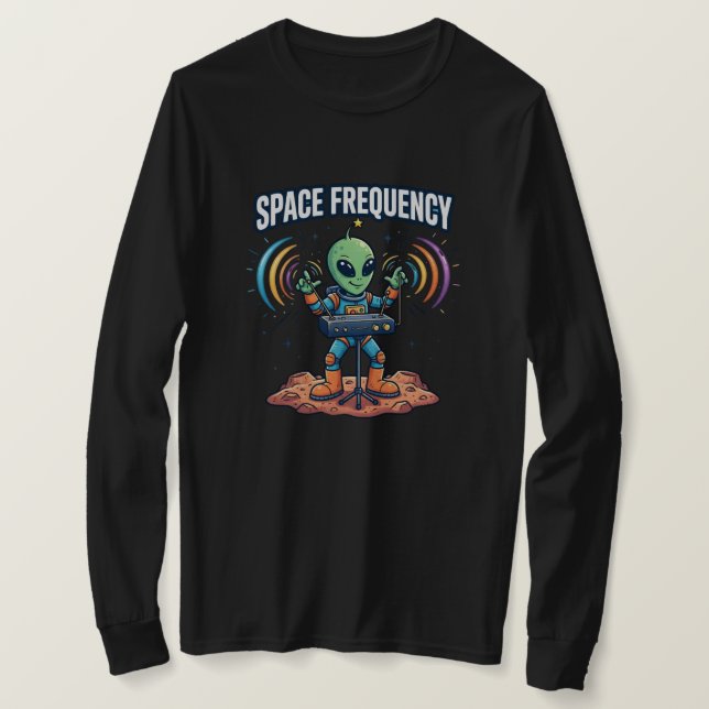 Rymdfrekvens Theremin Alien Design T Shirt (Design framsida)