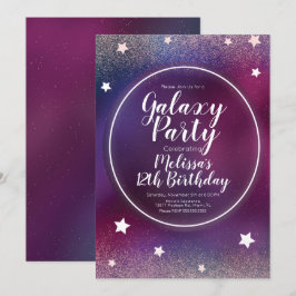 Rymdgalaxen nebulosa glitter månen födelsedag inbjudningar