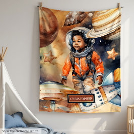 Rymdgåva för Cosmic Snuggle Blanket Black Skin Boy Fleecefilt