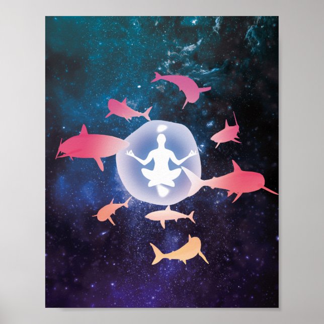 Rymdhajar och Meditation Art Poster (Framsidan)