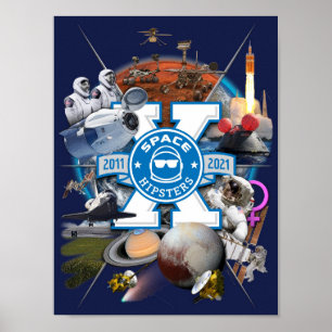 RymdHipsters® X Collage Wall Art Poster 9 x 12 tum
