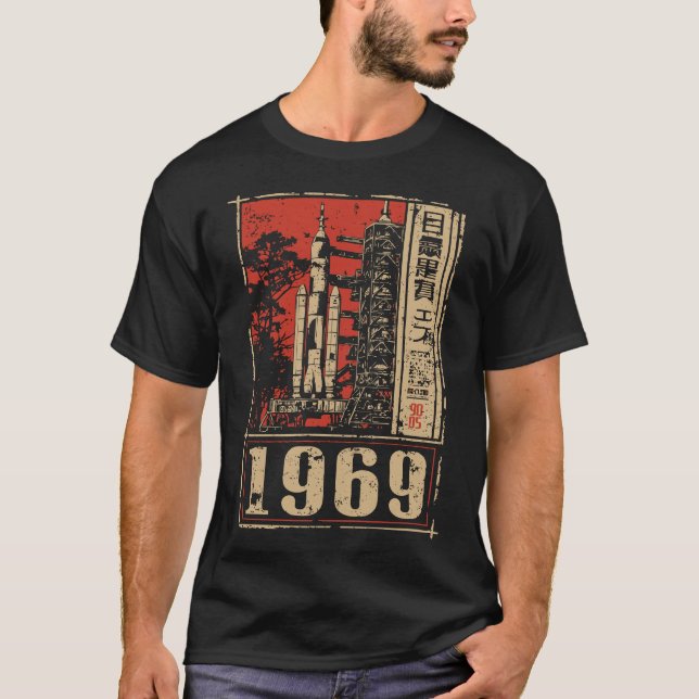 Rymdhistorikdesign för Måne 1969 T Shirt (Framsida)