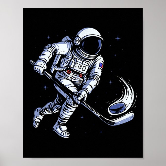 Rymdhockeyastronaut som spelar i tyngdlöshet  poster (Framsidan)