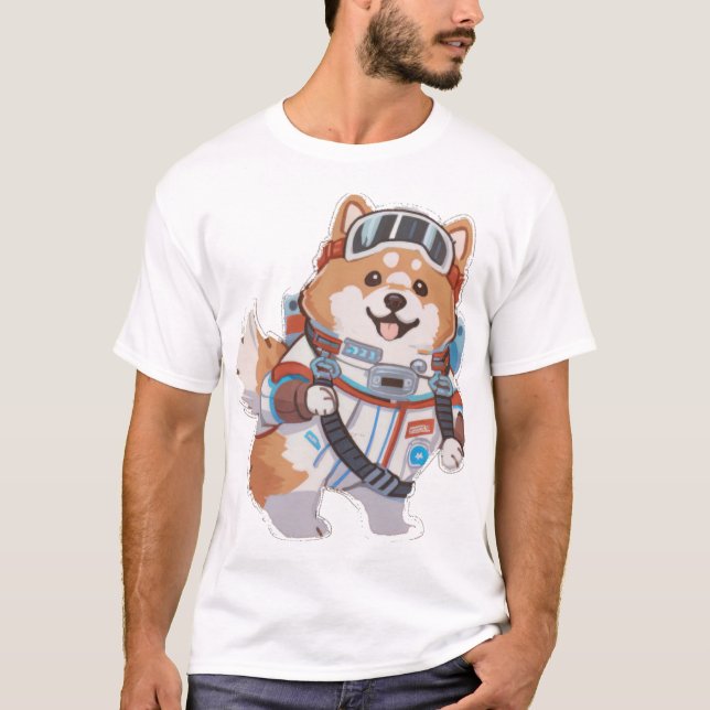 Rymdhund i rymddräkt t shirt (Framsida)